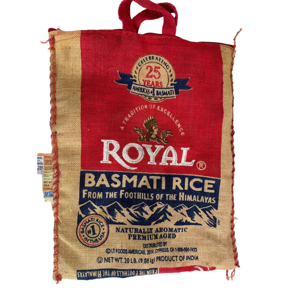 Women's Bag Basmati Royal Rice with Handle and Zipper Tan Mesh Red